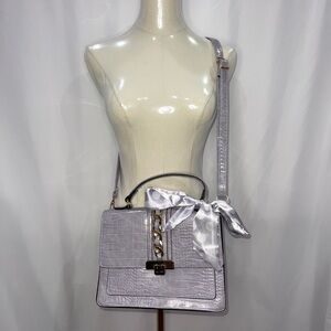 Aldo Silver Croc-Embossed Bag with Scarf